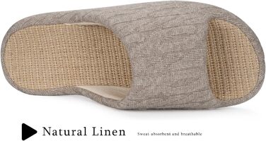 Тапочки жіночі Eagsouni з льону, зручні, з антиковзким покриттям, з піною Memory Foam, плоскі, для дому, теплі, (39/40 EU, Хакі)