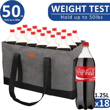 MHOMER Reusable Upright Grocery Bags - Extra Waterproof Large Tote Bag with Reinforced Bottom, Foldable Shopping Bags