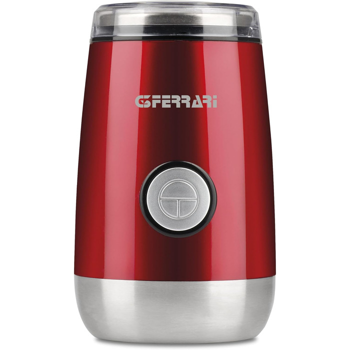 Кавомолка Ferrari G20076 CafExpress: потужність 150 Вт, подрібнювач спецій та кави, функція Pulse, нержавіюча сталь, червона
