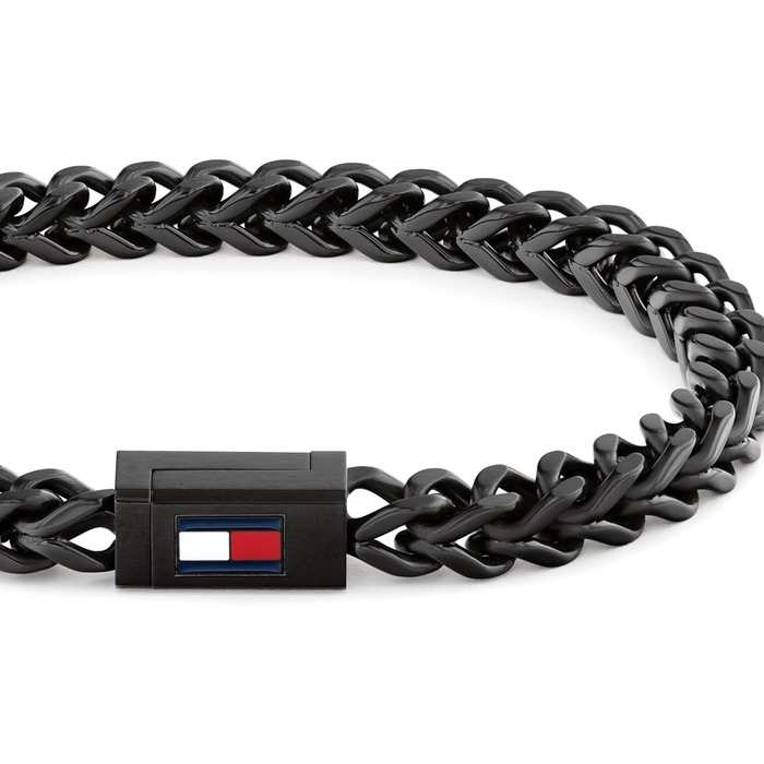 Браслет чоловічий Tommy Hilfiger з нержавіючої сталі з іконним прапором (чорний, малий). Срібний, золотий або чорний колір.