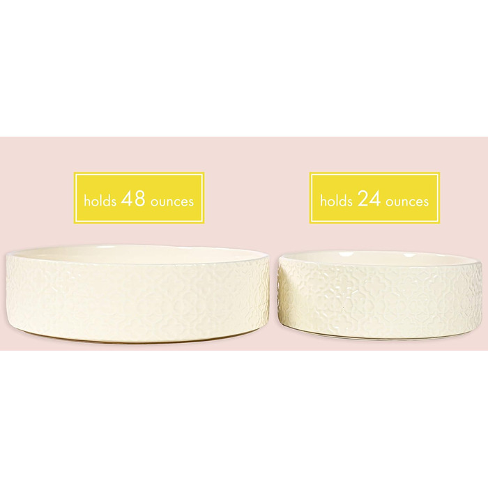 Великий миска для собак Kendra Scott з кераміки, 1,4 л (6 чашок), для корму та води, мікрохвильова та сумісна з посудомийною машиною, з декоративним тисненням