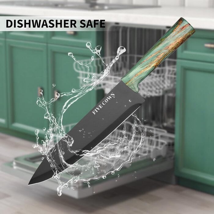 Набір кухонних ножів Messerblock з 16 частинами: ножі, обробна дошка, захист пальців, точилка та кухорізаки. Професійний набір для дому (зелений)