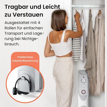 Електричний масляний радіатор Pro Breeze 2500W з термостатом та таймером - білий