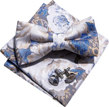 Краватка в клітинку Barry.Wang: комплект з краваткою, нагрудником та запонками. Класична смужка (блакитний/білий)