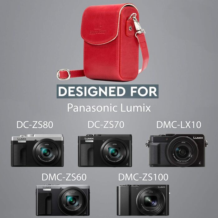 Чохол для фотоапарата MegaGear Panasonic Lumix DC-ZS70/LX10/ZS60/ZS100/LX15/TZ95/TZ90/TZ80/TZ100 шкіряний червоний