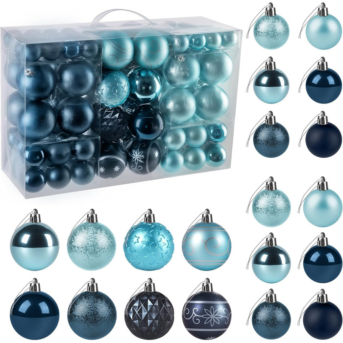 Набір прикрас для ялинки Homewit 105 шт. Золотий, пластикові кулі з гачками, для ялинки, багаторазовий