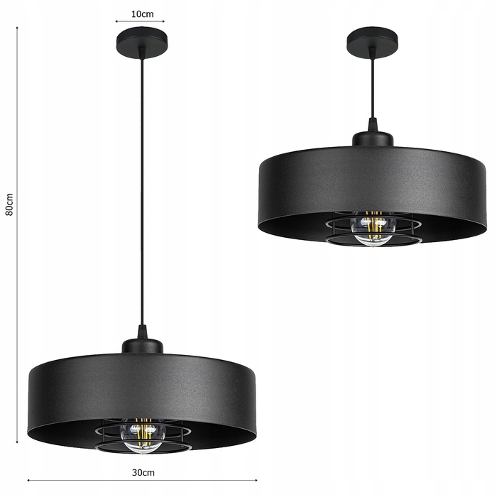 Підвісна лампа LEDLUX, чорна, металева, 1x E27, 80 см