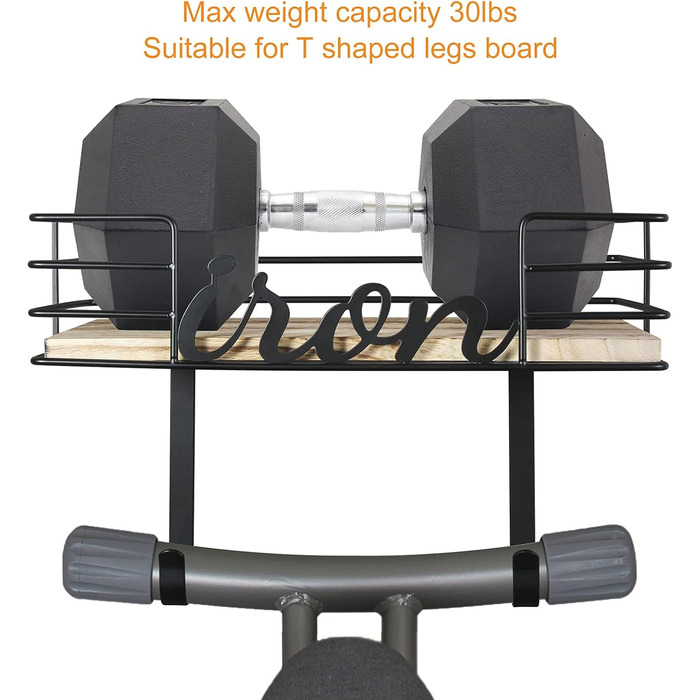 Настінна підставка для праски та прасувальної дошки TJ.Moree, металева з кошиком та дерев'яною дощечкою, чорна