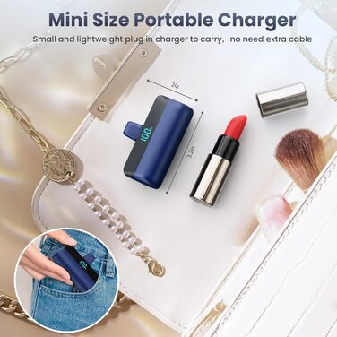 Power Bank Feob Mini 5200mAh 20W PD, блакитний: Швидка зарядка для iPhone 14/13/12/11/XS/XR/8/7/6