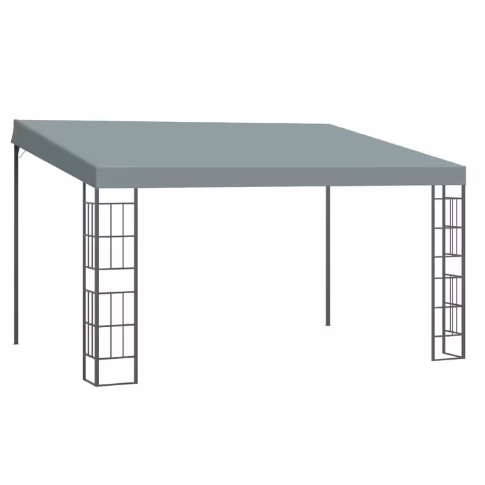 Outsunny Pergola Garden Gazebo 4 x 3 m Canopy Tent made of Metal & Polyester in Grey, ideal for Garden & Patio