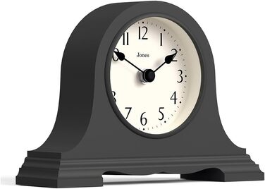 JONES CLOCKS® Speakeasy Table Clock | Classic Napoleon Hat Design | Dark Grey | Contemporary classic style for desk, table, shelf or bedside table
