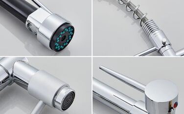 Кухонний змішувач з гнучким виливом, 360° поворот, 2 виходи, високий вилив, душова лійка, для мийки, брашований нікель