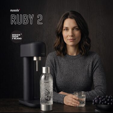 Mysoda Ruby 2 – карбонізатор для води з алюмінію (чорно-срібний) + пляшка 1л