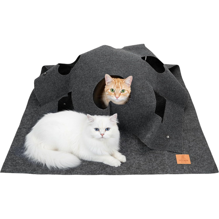 Килимок-ігровий для котів з тунелем та мішечком, інтерактивна іграшка, активний центр для котів, килимок для полювання, інтелектуальна іграшка, 100x100 см