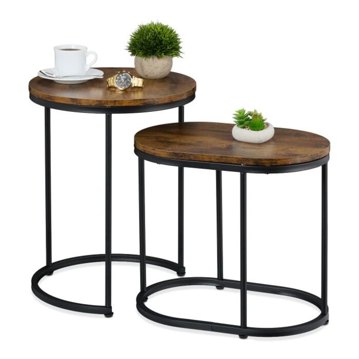 Relaxdays Set of 2 Side Tables - Industrial Design