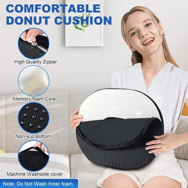 Ecosafeter Hemorrhoid Seat Cushion, High-Quality Donut Cushion Made of Memory Foam for Pregnancy, Tailbone, Postnatal, Sciatica, Pressure Sores