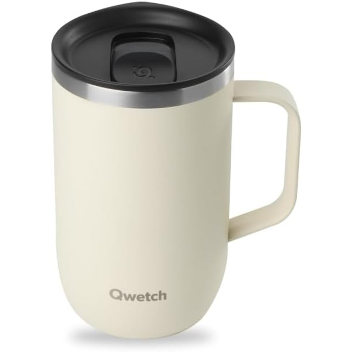 Qwetch Stainless Steel Insulated Travel Mug - 350ml - Keeps Drinks Hot for 6h & Cold for 12h - Leakproof Lid, Reusable, Tea Filter Compatible