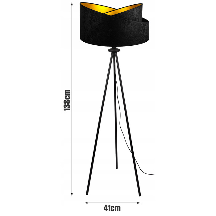 Підлоговий торшер Glimex з абажуром, патрон E27, 60 Вт, чорний з жовтим
