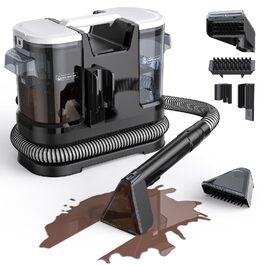 Низькопрофільний пилосос для вологого та сухого прибирання 450W з потужністю всмоктування 13500Pa, для килимів, м'яких меблів, диванів, крісел, сходи, автомобіля, килимків. Білий (чорно-білий)