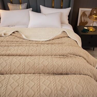 Плед Sherpa-Fleece з начосом, двосторонній, плюшевий, м'який, сірий-блакитний, 150 x 200 см