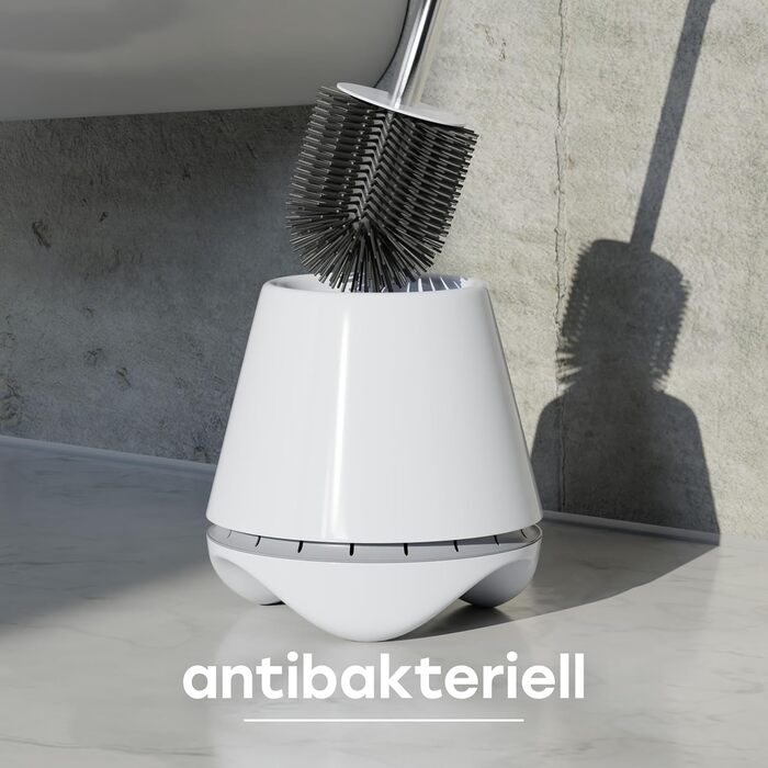 SAVEGA® Оригінальна силіконова щітка для унітазу - набір з тримачем - антибактеріальна, сіра, кругла