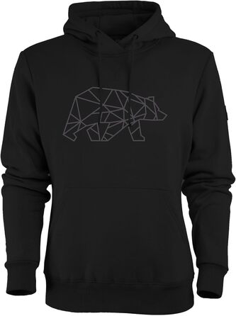 Чоловіча толстовка FORSBERG Pettarson з ведмежим логотипом | Скандинавський стиль, повсякденне носіння, рукоділля, відпочинок на природі (XXL, чорний/сірий)