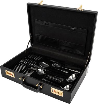 Набір столових приборів на 12 осіб (72 шт.) з нержавіючої сталі, стійкий до миття в посудомийній машині, у кейсі