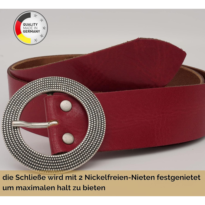 Жіночий шкіряний ремінь AnnaMatoni 4 см, Німеччина - вічний дизайн, натуральна шкіра, нікелева пряжка, червоний колір