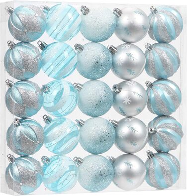Декоративна куля на ялинку Sea Team з малюнком та блискітками, блакитна (60 мм)
