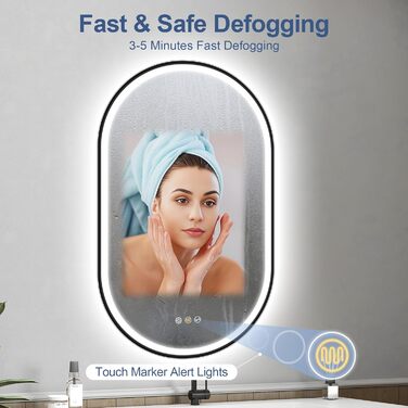 Дзеркало для ванної кімнати LED Starlead Munich 90x60 см з підсвічуванням, Bluetooth, регулюванням яскравості, 3 кольори світла, антизапарник, функція пам'яті, HD скло, IP44, горизонтальне/вертикальне встановлення, без рамки