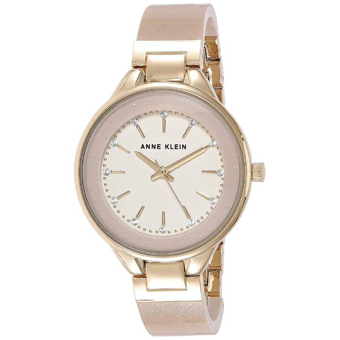 Жіночий годинник-браслет Anne Klein Premium Crystal Accented Resin (Кремовий / Золотий)