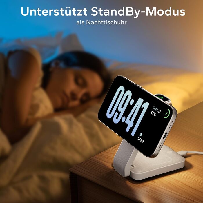 Зарядна станція MagSafe 3 в 1 для Apple Watch та iPhone (біла)