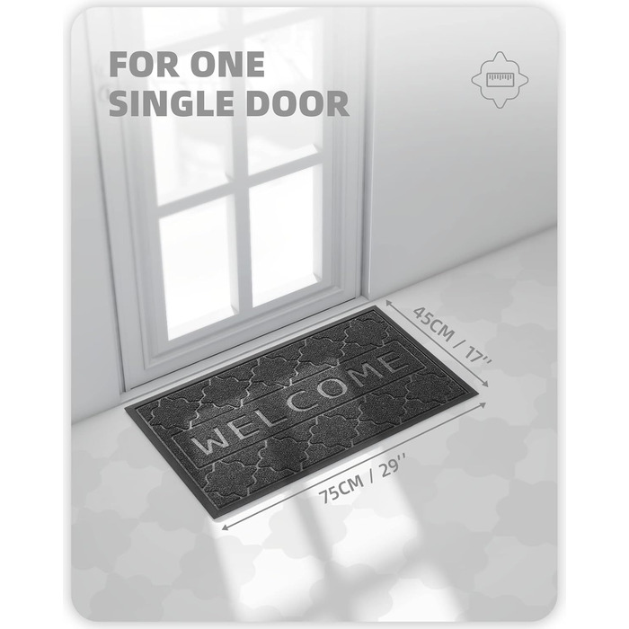 Килимок для дому та вулиці Color G, 45x75 см, чорно-сірий, вологостійкий, для входу, саду
