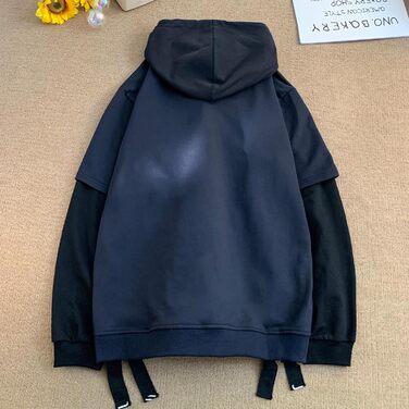 Худі чоловіче Gurunvani Kontrastfarbe Patchwork, білий (XXL, темно-синій)