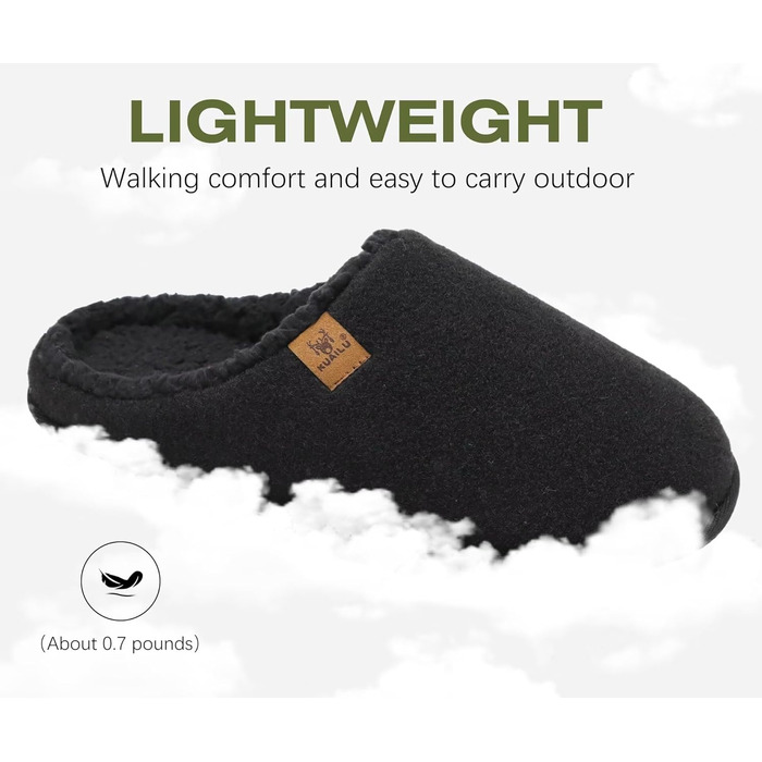 Чоловічі фетрові халапи KuaiLu: теплі, зручні, з м'якою підкладкою. Ідеальні для дому та вулиці. Розмір 44 EU, чорний колір.