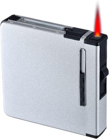 Вишукане екіп для курців: Zigarettenetui CAM2 з феєрверком, автоматичним виштовхуванням та електронним перезаряджуваним запальничкою (20 цигарок, сріблясте скло)