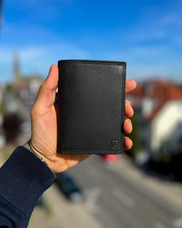 iClassy High-Quality Wallet - Handmade Genuine Leather Wallet, Double-Stitched Portemonnaie (Card Holder) with Coin Pocket and Space for 13 Cards + 1 See-Through Pocket - Gift | (Black/Brown)