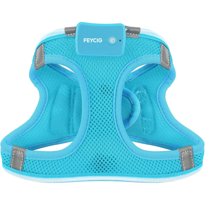 Світлодіодне шлейка для собак з підзарядкою - світлотехнічна шлейка, світловідбиваюча для цуценят, маленьких та середніх собак, нагрудна шлейка, дихаюча шлейка (Синій, Small) Синій Small