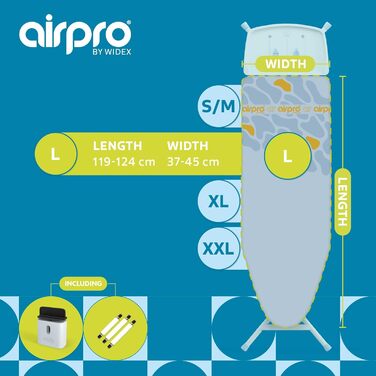 Покриття для прасувальної дошки з 6 шарів для парових прасок - універсальний розмір до 125x50 см - без води під прасувальним столом - прасує на 50% швидше - виготовлено в Європі (Flagstones Lila, L)