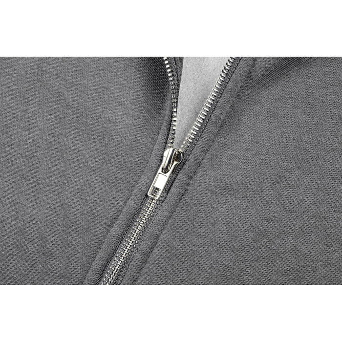 Світшот JMIERR чоловічий з капюшоном, бавовна, однотонний, на блискавці, з кишенями, сірий (A2, L)