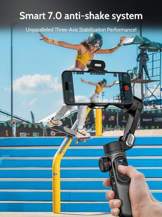 Стабілізатор для смартфона AOCHUAN Smart X Pro Kit: 3-осьовий гiмбал з RGB-фiллером, трекер обличчя, для iPhone/Android, чорний