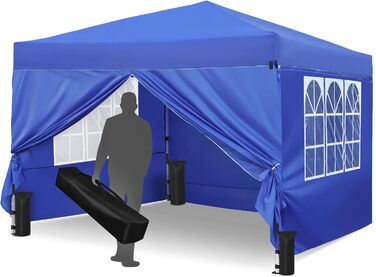 Gazebo, Leadyeah Pop-Up Pavilion with Sides, Foldable Camping Pavilion 2.5 x 2.5, Heavy-Duty Pavilion Tent, Completely Waterproof, 50+ UV Protection for Camping, Party - Beige (3mBlue)