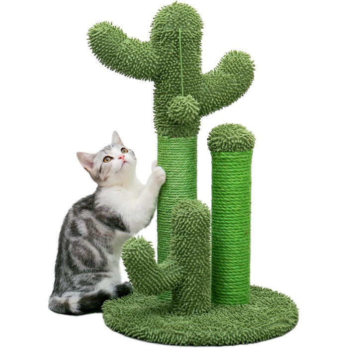 Kratzbaum Kaktus, creative cat tree design, 3 post set, green - 42 * 68.5cm, AY405-HZ--66GN-B (M, Green)