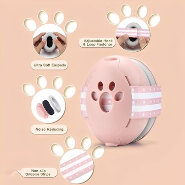 Навушники для захисту від шуму для немовлят та малюків (0-36 місяців), високоякісні дитячі навушники з регульованим антиковзним стрічкою, ідеально підходять для повсякденного використання, сну та подорожей, рожеві