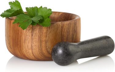 Набір для стукання спецій AdHoc MO42 з гранітним пестиком | Дерево акації та граніт | Ø 13 см