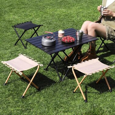 Складаний туристичний стільчик-табурет для кемпінгу (чорний)