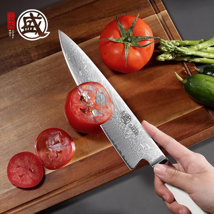 Японський кухонний ніж MITSUMOTO SAKARI Gyuto 20 см, порошковий сталь VG-Pro, біла ручка