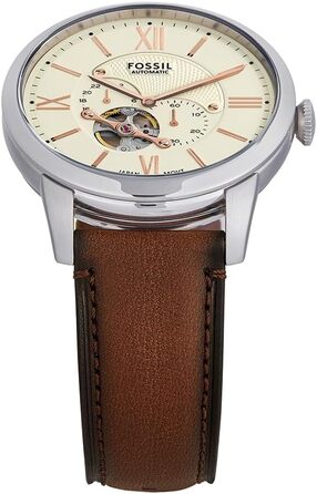 Годинник Fossil Townsman для чоловіків: механічний годинник з автоматичним заводом, корпус та браслет з нержавіючої сталі або шкіряний ремінь (44 мм, щетина верблюда)