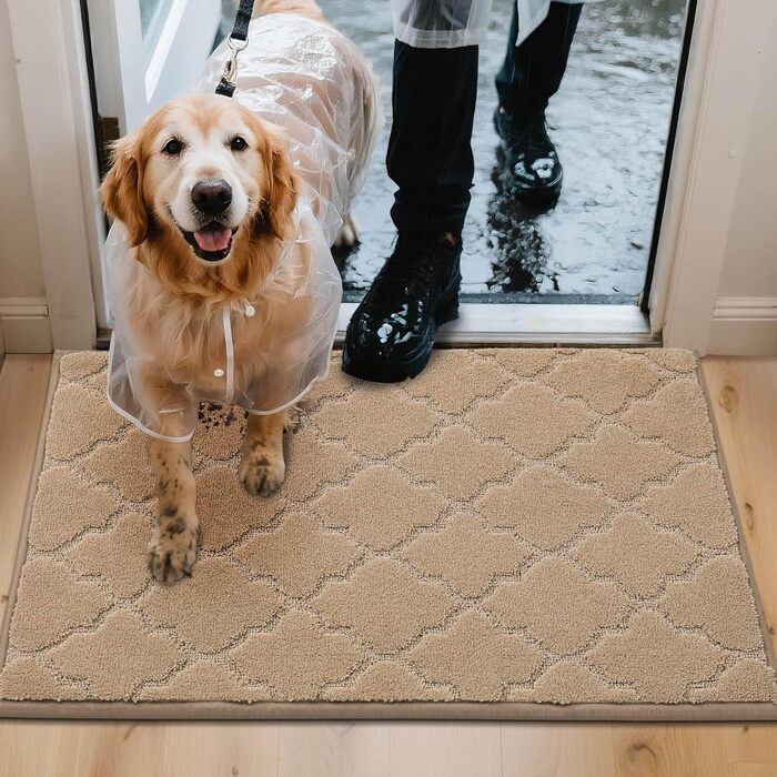 Килимок для входу COSY HOMEER 50x80 см, бежевий, вологозахисний, антиковзкий, машинне прання, для дому, кухні, коридору
