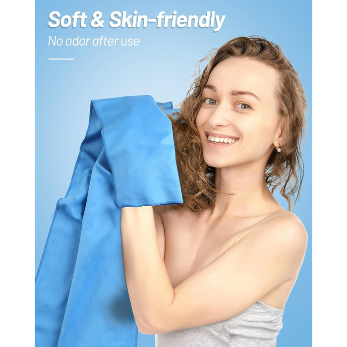 Набір рушників з мікрофібри GZXYA (180x60 см + 2шт 80x40 см), Швидковисихаючі, для спорту та басейну, Колір: Морська хвиля